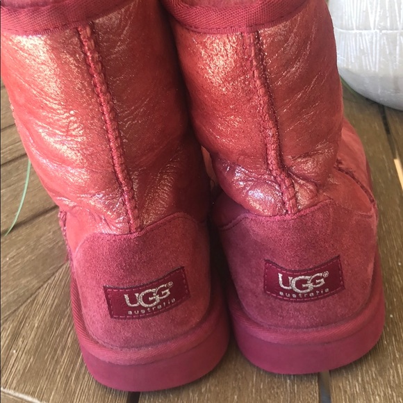 UGG Classic Glitter Boot Red Plum Size 5 - Picture 6 of 8
